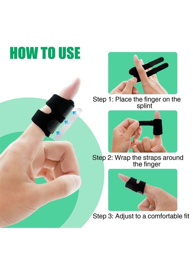 4 PCS Finger Splint, Adjustable Thumb Splint Trigger Finger Splint for Arthritis Finger Support Immobilization Straightening Finger Brace Finger Splints for All Fingers Pain Relieve (Black) - Image 3